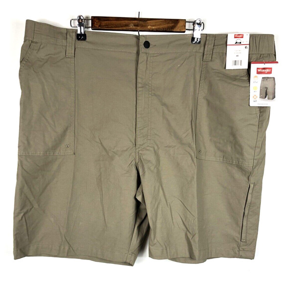 Wrangler Performance Shorts 48 Brown Khaki Mens Quick Dry Cargo 9" Inseam NEW - Picture 1 of 6